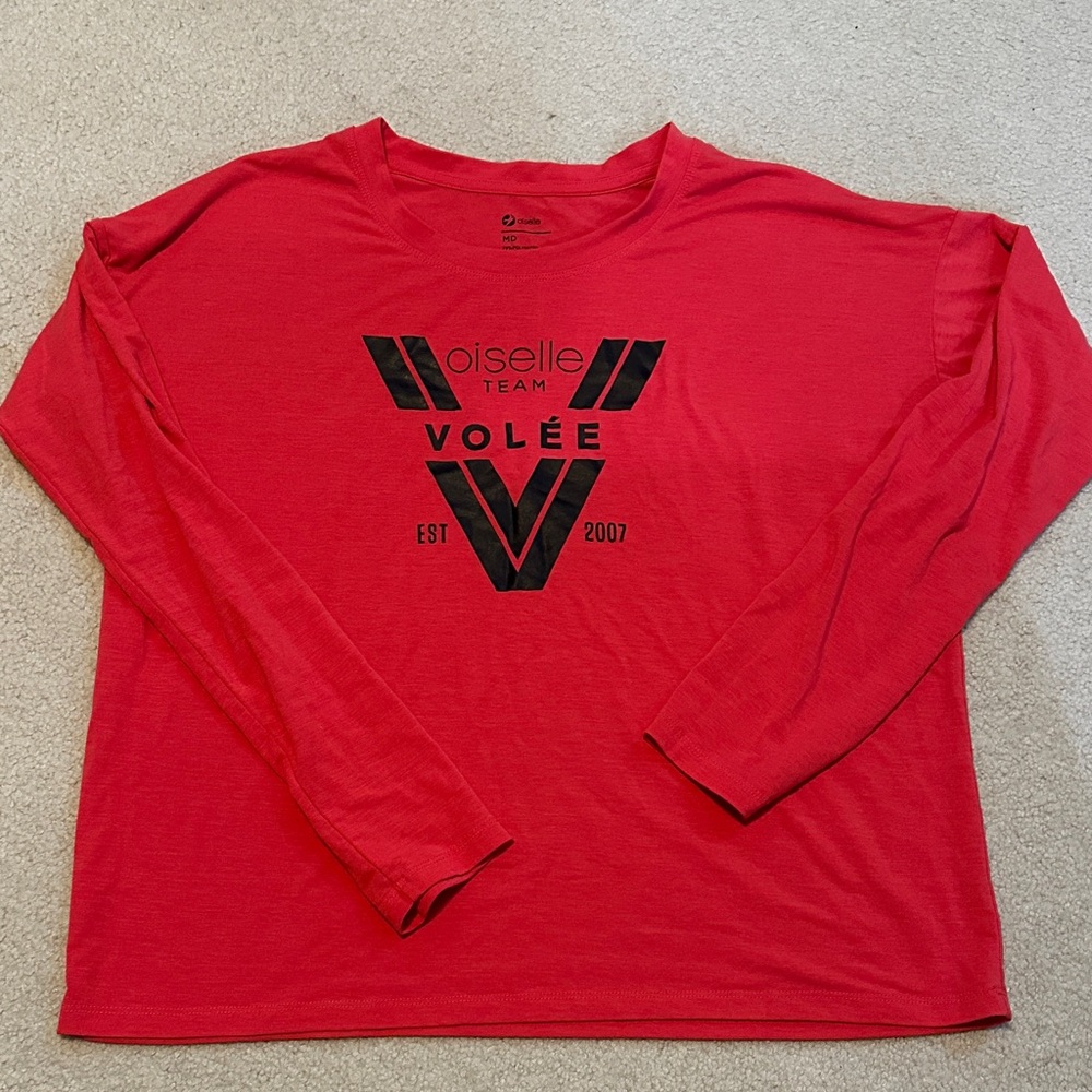 Oiselle sz M Volée Red Long Sleeve Tee